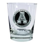 Appalachian State Heritage Pewter Black Emblem Rock Glass